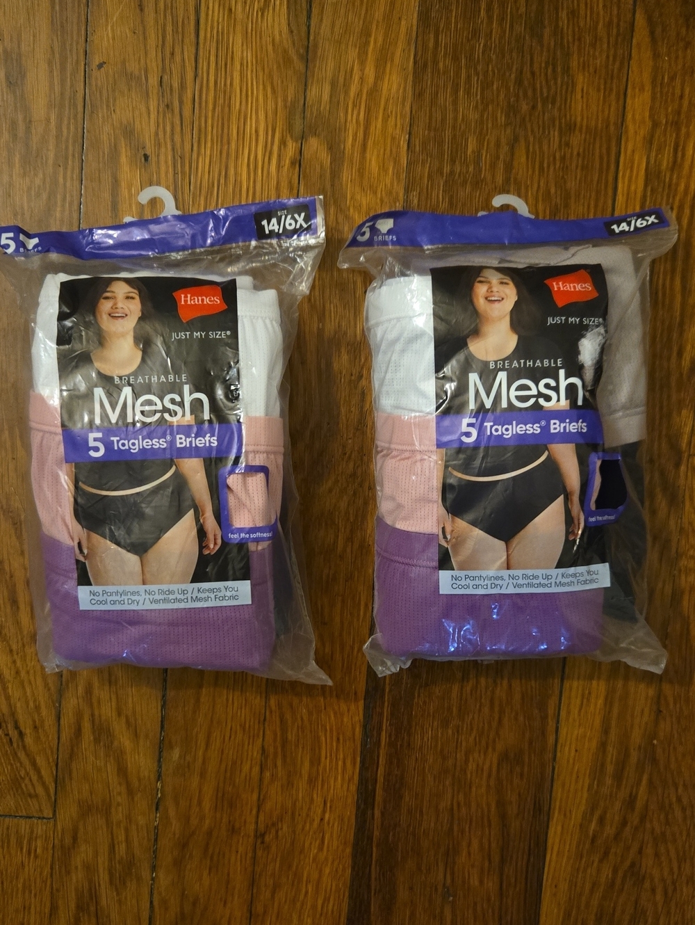 Women's Hanes Mesh Tagless Briefs In Plus Size 14 (6-XL) - 2 Packs